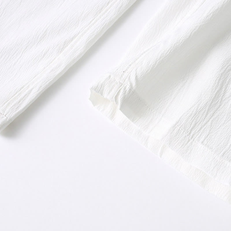 Buddha Stones Tang Frog-Button Short Sleeve Shirt Wide Leg Pants Men's Suit - image 15