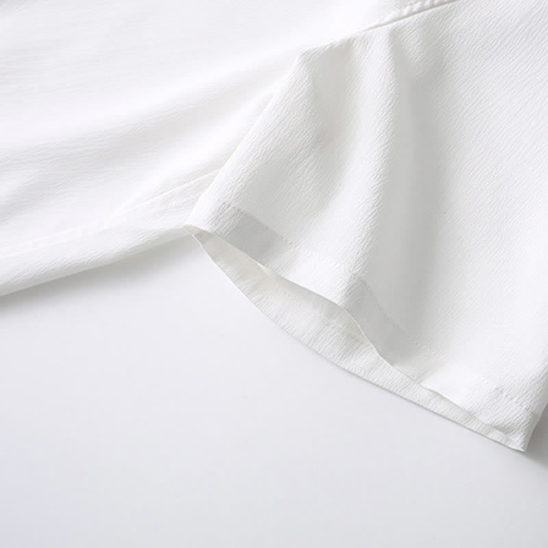 Buddha Stones Tang Frog-Button Short Sleeve Shirt Wide Leg Pants Men's Suit - image 13