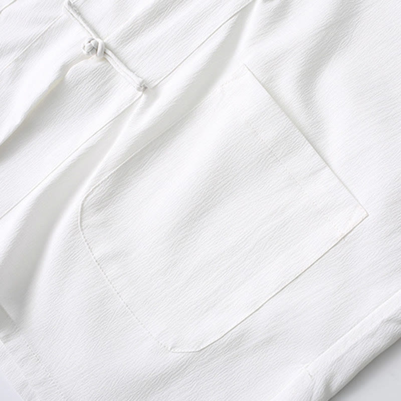 Buddha Stones Tang Frog-Button Short Sleeve Shirt Wide Leg Pants Men's Suit - image 10