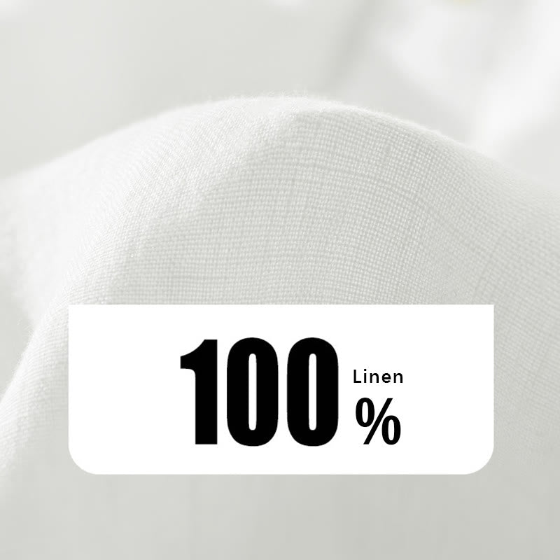 Buddha Stones Solid Color Loose Long Sleeve Half Button Shirt Linen Men Clothing - image 6