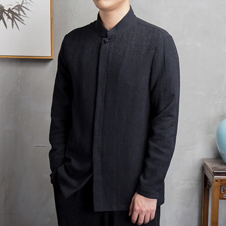 Buddha Stones Solid Color Chinese Tang Suit Jacket Men Clothing - image 9
