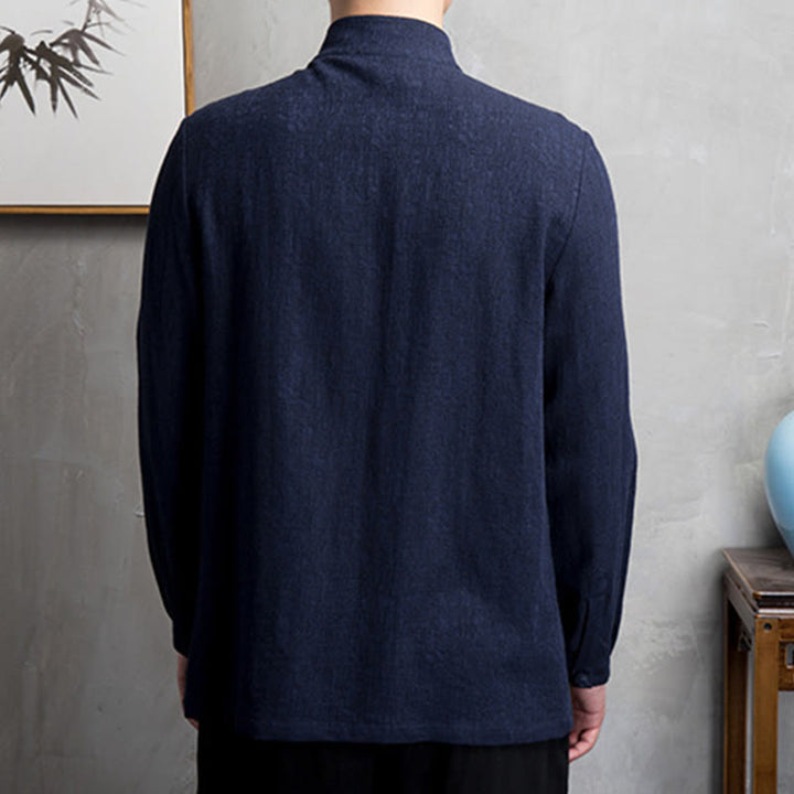 Buddha Stones Solid Color Chinese Tang Suit Jacket Men Clothing - image 14