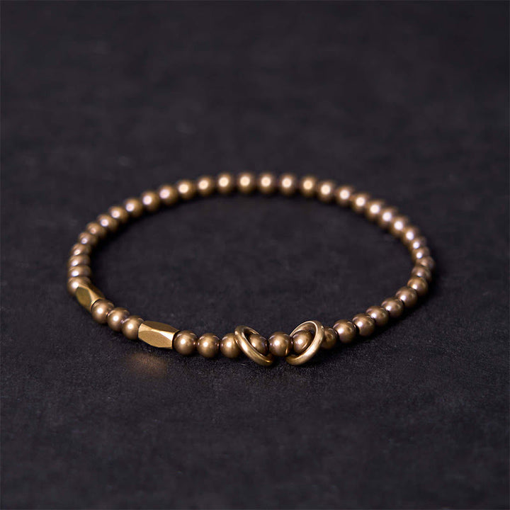 Buddha Stones Wealth Self Care Copper Brass Beads Design Couple Bracelet - 20-21cm - image 1