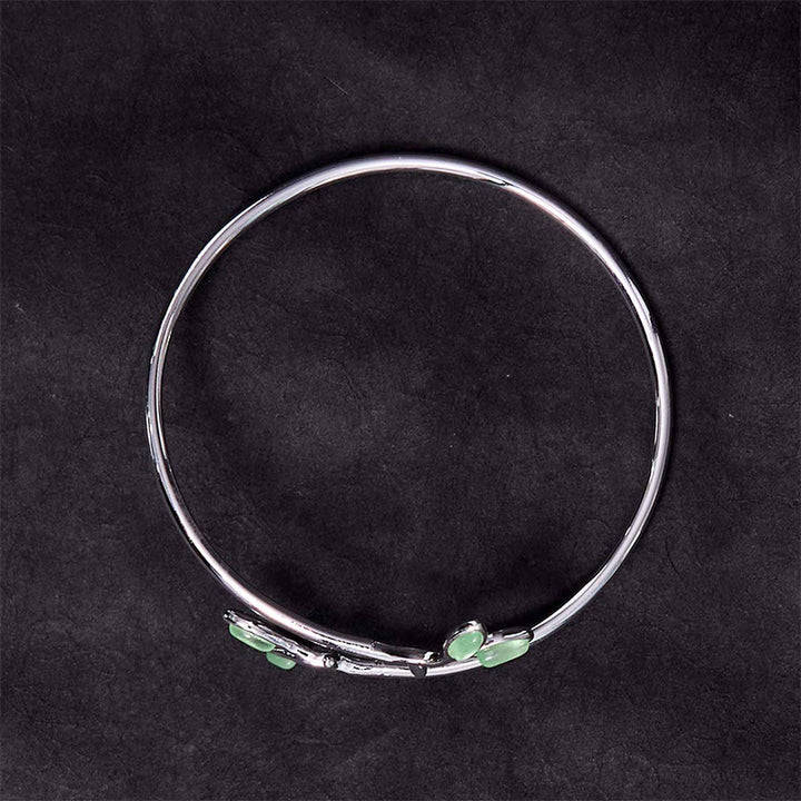 Buddha Stones Leaf Pattern Cat Eye Support Cuff Bracelet Bangle - image 4