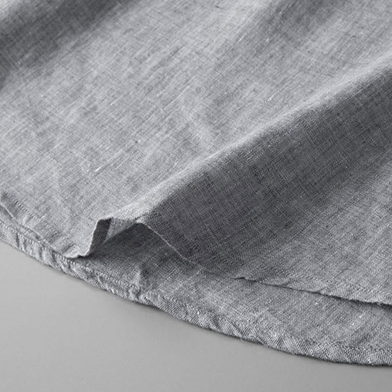 Buddha Stones Solid Color Long Sleeve Button Shirt Linen Men Clothing - image 10