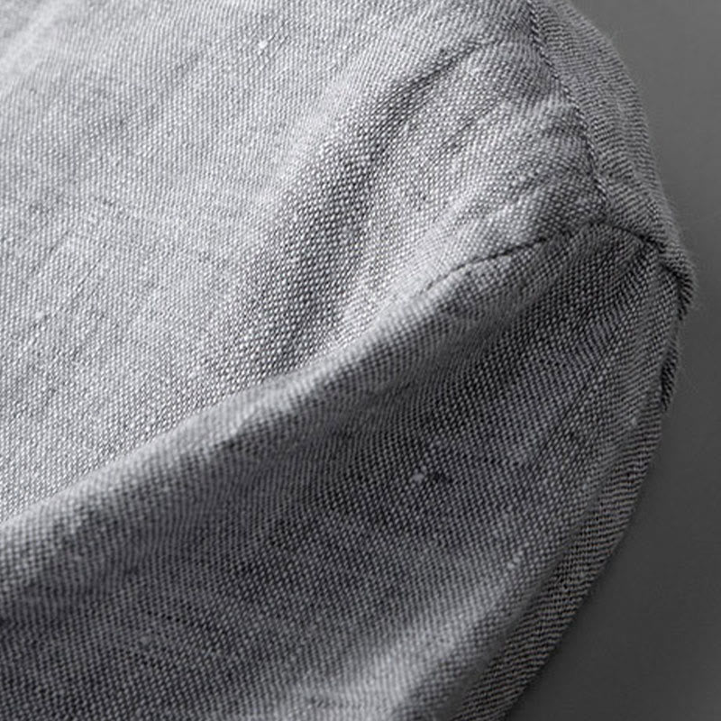 Buddha Stones Solid Color Long Sleeve Button Shirt Linen Men Clothing - image 8