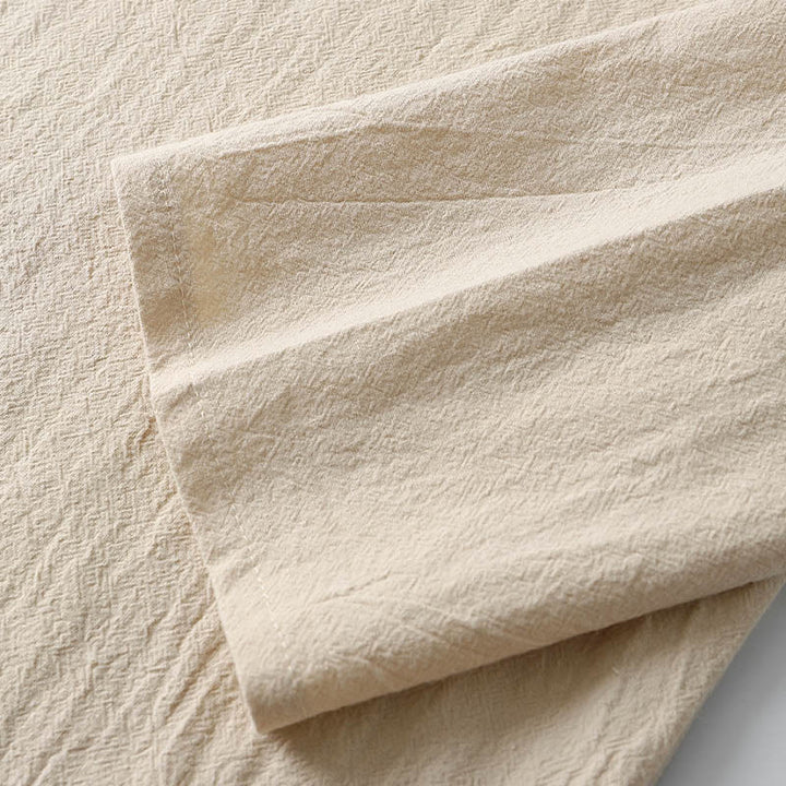 Buddha Stones Solid Color Long Sleeve Button Shirt Cotton Linen Men Clothing - image 8