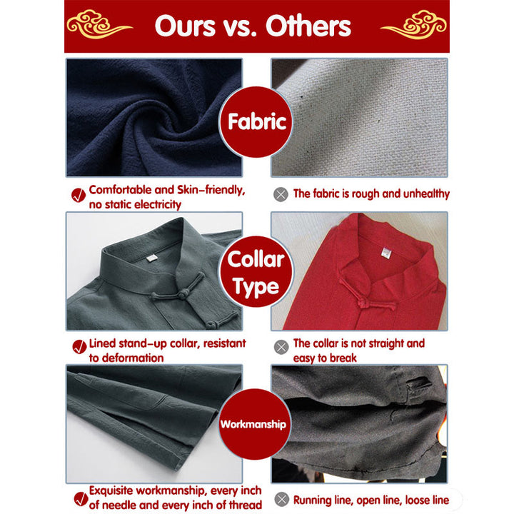 Buddha Stones Tang Frog-Button Long Sleeve Shirt Cotton Men's Clothing - image 10