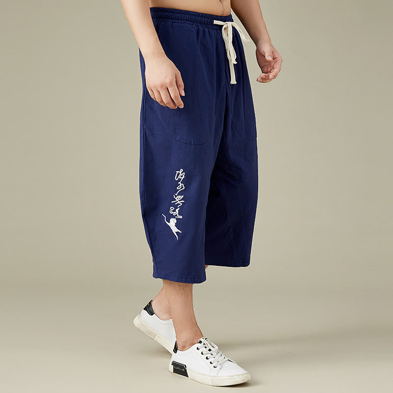 Buddha Stones Casual Solid Color Men's Straight Leg Shorts With Pockets Leisure Cotton Men's Pants - image 13
