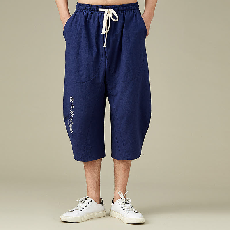 Buddha Stones Casual Solid Color Men's Straight Leg Shorts With Pockets Leisure Cotton Men's Pants - DarkBlue - US/UK/AU54，EU64 (9XL) - image 11
