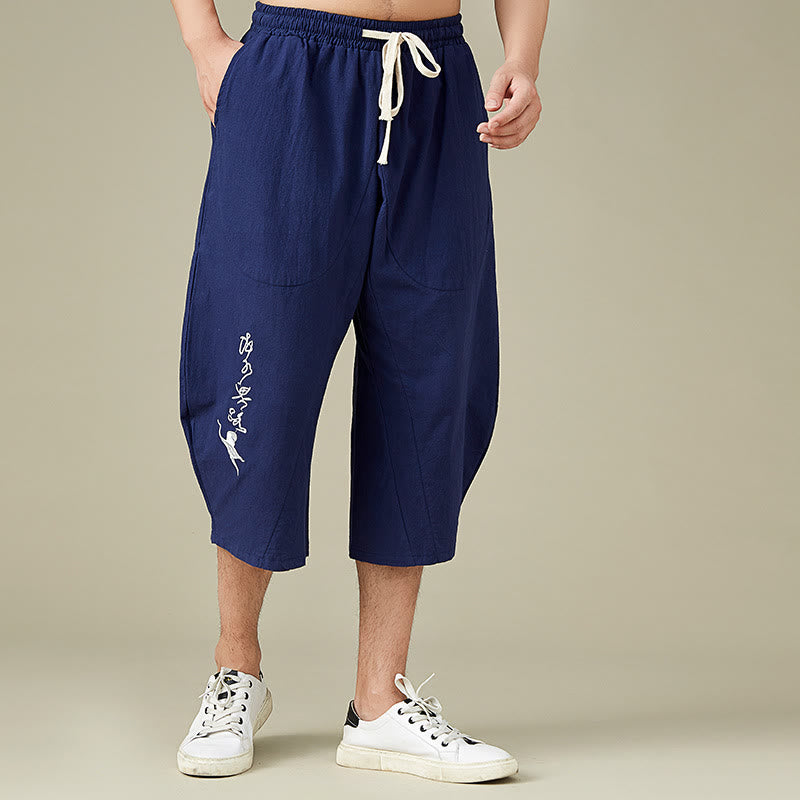 Buddha Stones Casual Solid Color Men's Straight Leg Shorts With Pockets Leisure Cotton Men's Pants - image 12