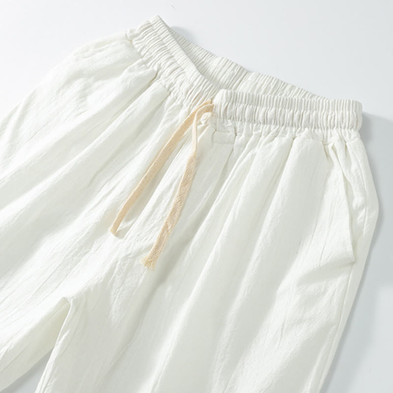 Buddha Stones Casual Solid Color Men's Straight Shorts With Pockets Cotton Shorts Men's Pants - image 6
