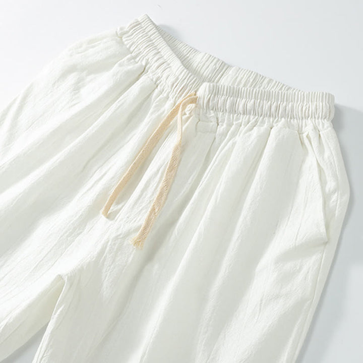 Buddha Stones Casual Solid Color Men's Straight Shorts With Pockets Cotton Shorts Men's Pants - image 6