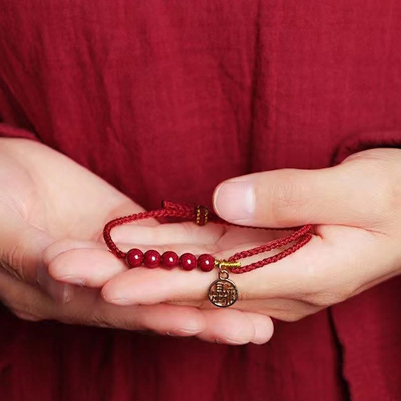 Buddha Stones Cinnabar Fu Character Beads Blessing Red String Handmade Braided Bracelet - image 10