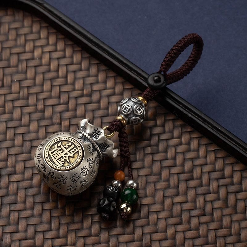 Buddha Stones Fu Character Money Bag Making Money Every Day Fortune Key Chain