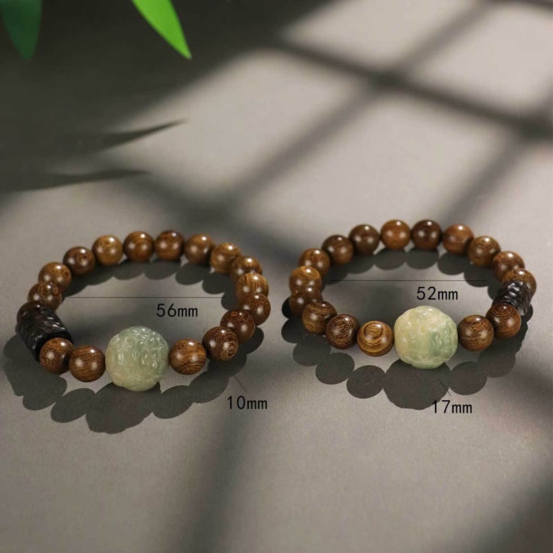 Buddha Stones Sandalwood Bodhi Seed PiXiu Ebony Wood Bead Healing Bracelet