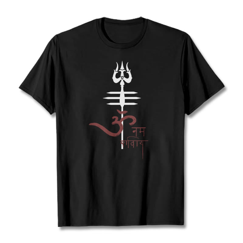 Buddha Stones OM NAMAH SHIVAYA Trident Cotton Tee T-shirt