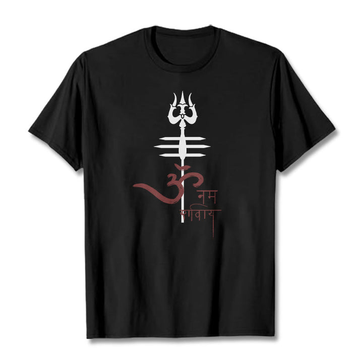 Buddha Stones OM NAMAH SHIVAYA Trident Cotton Tee T-shirt - Black - 2XL - image 3