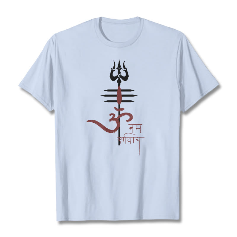 Buddha Stones OM NAMAH SHIVAYA Trident Cotton Tee T-shirt - LightCyan - 2XL - image 7