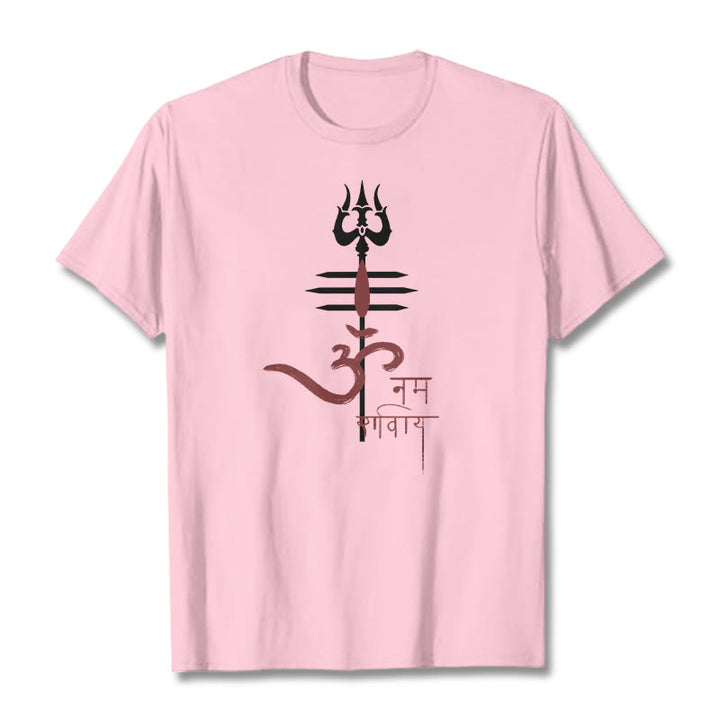 Buddha Stones OM NAMAH SHIVAYA Trident Cotton Tee T-shirt - LightPink - 2XL - image 17