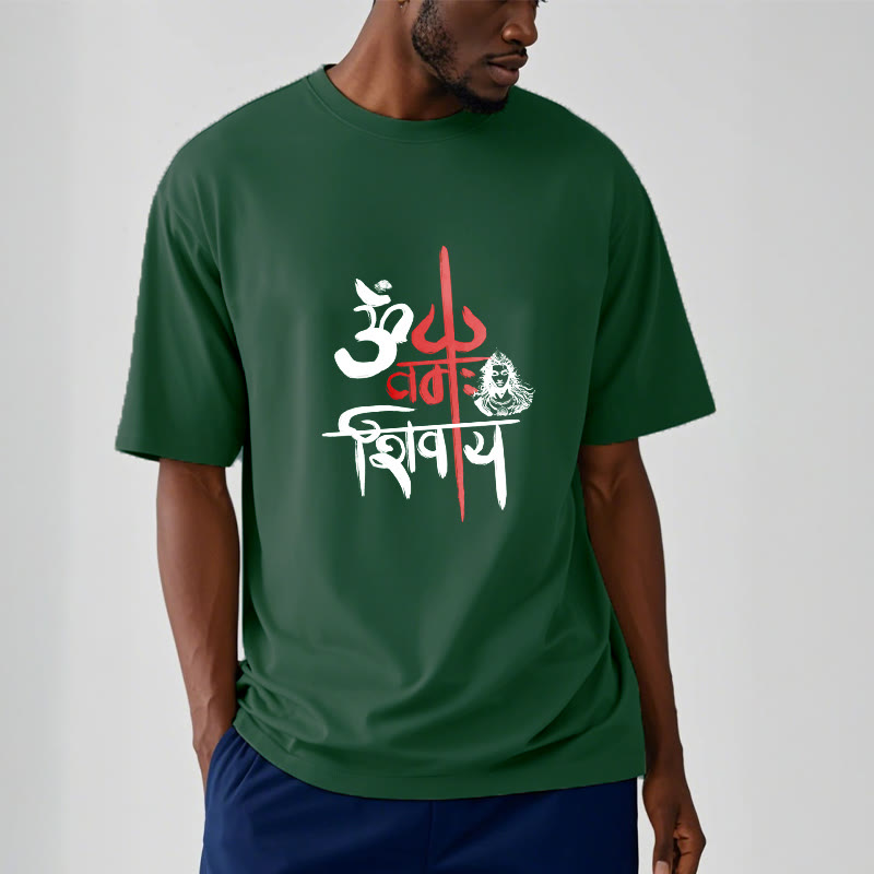 Buddha Stones OM NAMAH SHIVAYA Red Trident Cotton Tee T-shirt - image 12