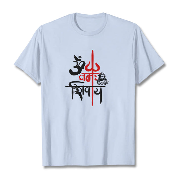 Buddha Stones OM NAMAH SHIVAYA Red Trident Cotton Tee T-shirt - LightCyan - 2XL - image 17