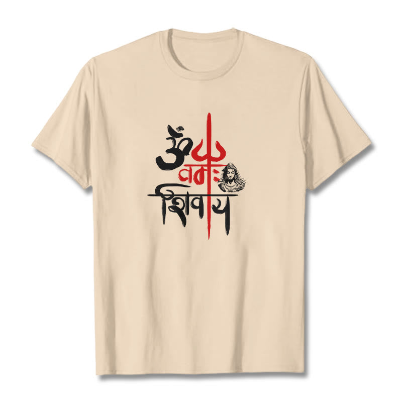 Buddha Stones OM NAMAH SHIVAYA Red Trident Cotton Tee T-shirt - Bisque - 2XL - image 15