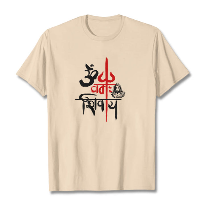 Buddha Stones OM NAMAH SHIVAYA Red Trident Cotton Tee T-shirt - Bisque - 2XL - image 15