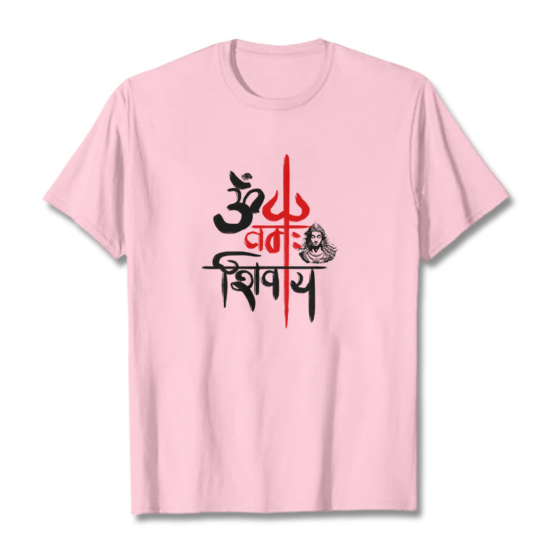 Buddha Stones OM NAMAH SHIVAYA Red Trident Cotton Tee T-shirt - LightPink - 2XL - image 18