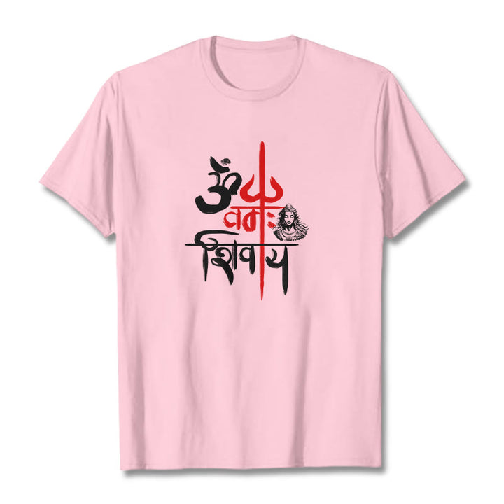 Buddha Stones OM NAMAH SHIVAYA Red Trident Cotton Tee T-shirt - LightPink - 2XL - image 18