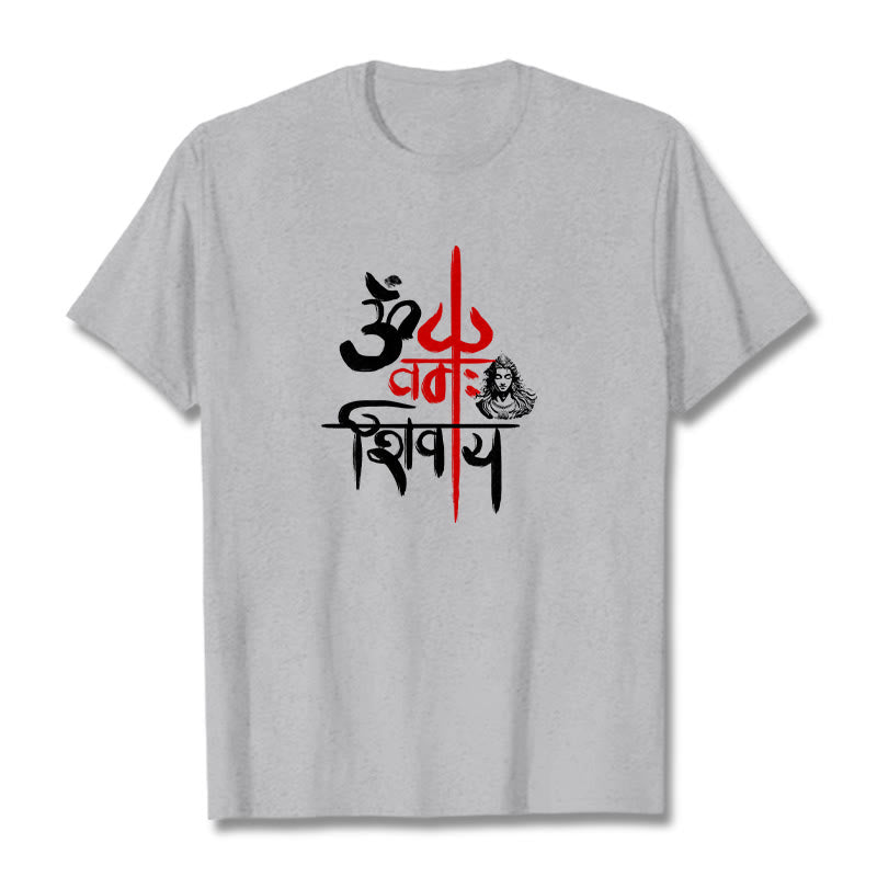 Buddha Stones OM NAMAH SHIVAYA Red Trident Cotton Tee T-shirt - LightGrey - 2XL - image 20