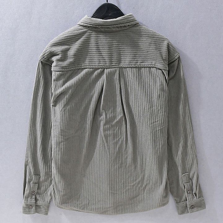 Buddha Stones Men's Long Sleeve Turn-down Collar With Pocket Corduroy Casual Shirt - image 6