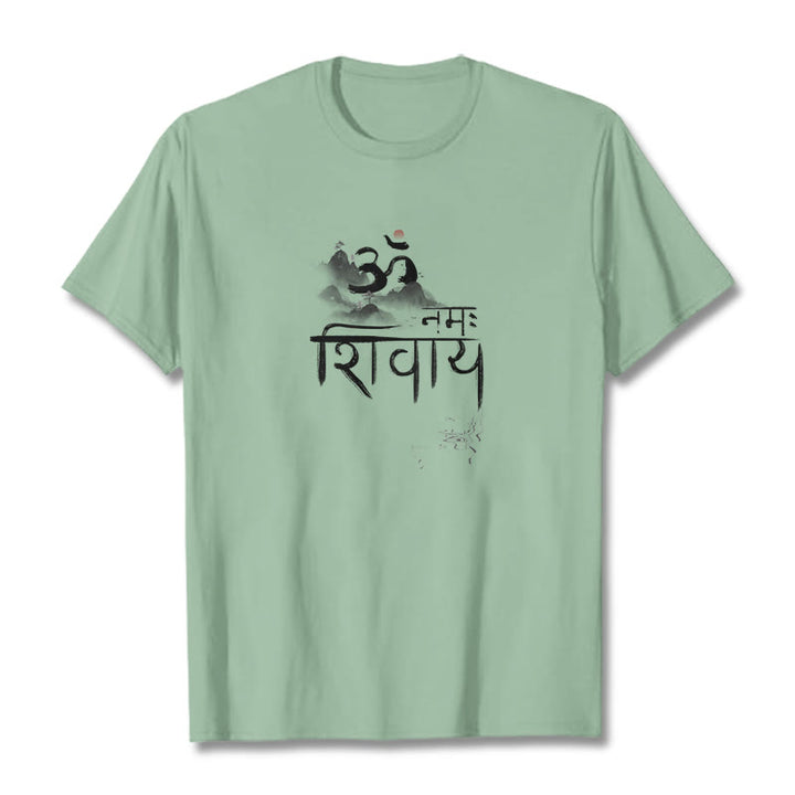 Buddha Stones OM NAMAH SHIVAYA Mountain Cotton Tee T-shirt - PaleGreen - 2XL - image 12