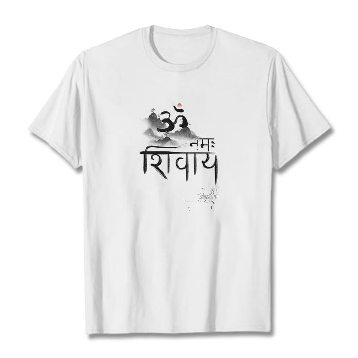 Buddha Stones OM NAMAH SHIVAYA Mountain Cotton Tee T-shirt - White - 2XL - image 6