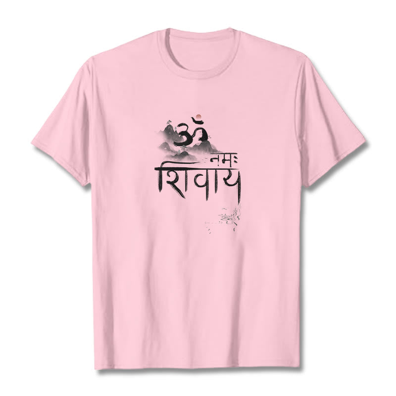 Buddha Stones OM NAMAH SHIVAYA Mountain Cotton Tee T-shirt - LightPink - 2XL - image 15