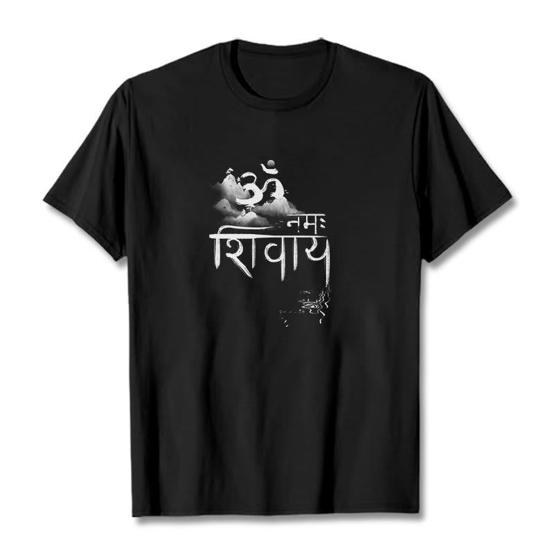 Buddha Stones OM NAMAH SHIVAYA Mountain Cotton Tee T-shirt - Black - 2XL - image 1