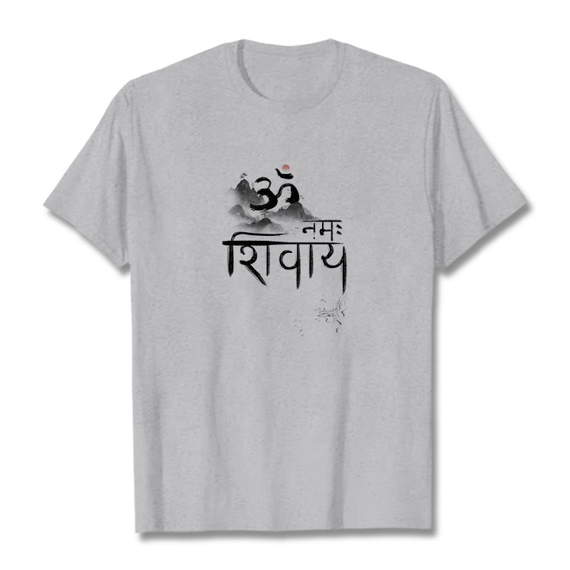Buddha Stones OM NAMAH SHIVAYA Mountain Cotton Tee T-shirt - LightGrey - 2XL - image 9