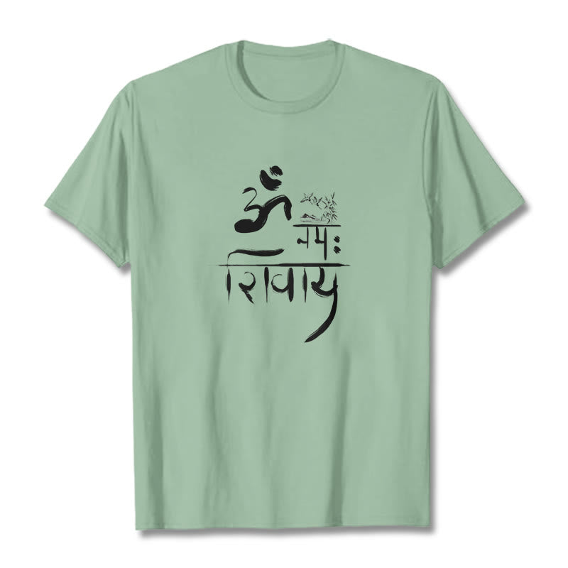 Buddha Stones OM NAMAH SHIVAYA Crane Bamboo Cotton Tee T-shirt - PaleGreen - 2XL - image 13