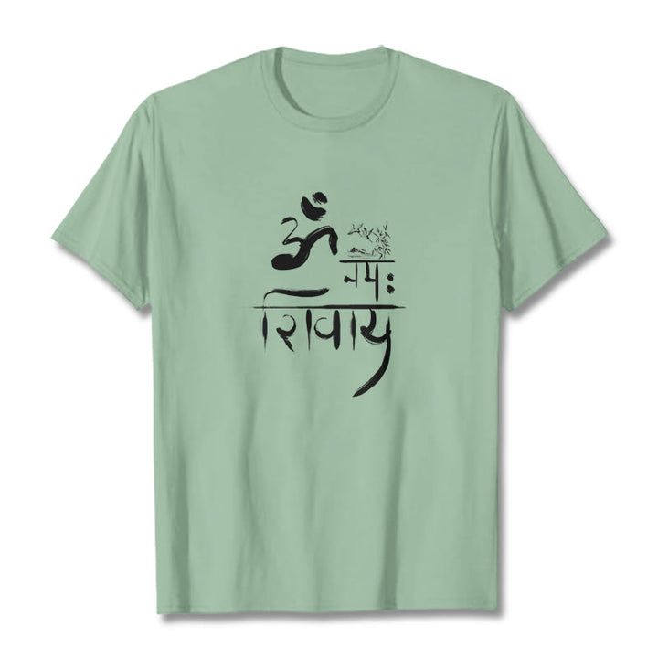 Buddha Stones OM NAMAH SHIVAYA Crane Bamboo Cotton Tee T-shirt - PaleGreen - 2XL - image 13