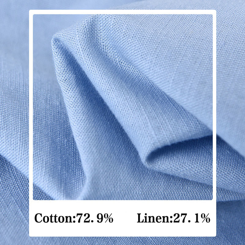 Buddha Stones Men's Long Sleeve Stand Collar With Pocket Pure Color Casual Cotton Linen Shirt - image 14