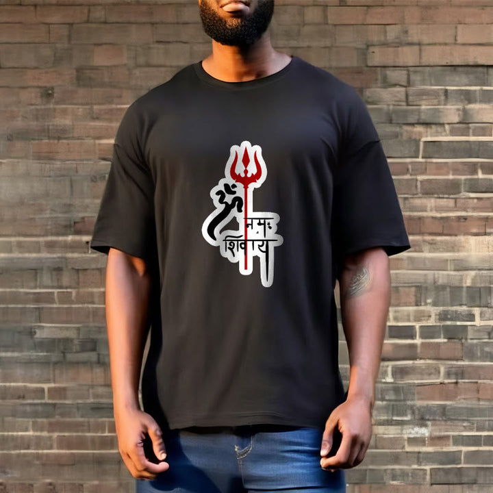 Buddha Stones OM NAMAH SHIVAYA Red Trident Profile Cotton Tee T-shirt - image 14