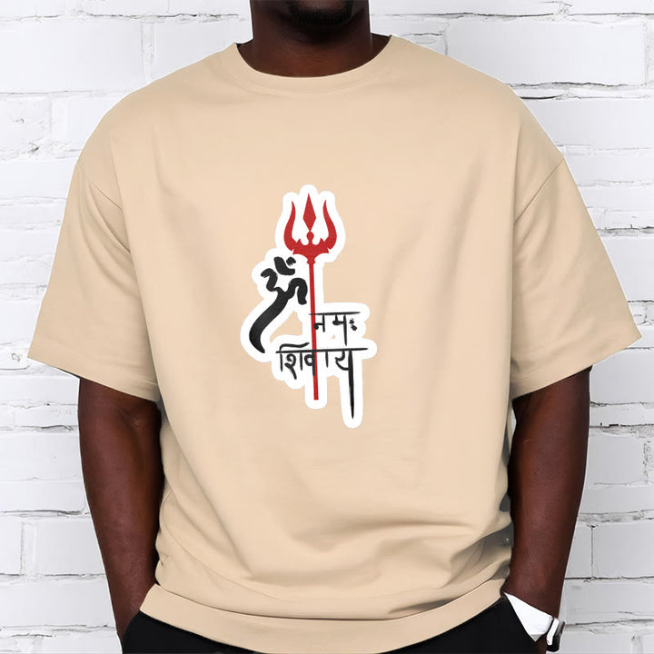 Buddha Stones OM NAMAH SHIVAYA Red Trident Profile Cotton Tee T-shirt - image 20