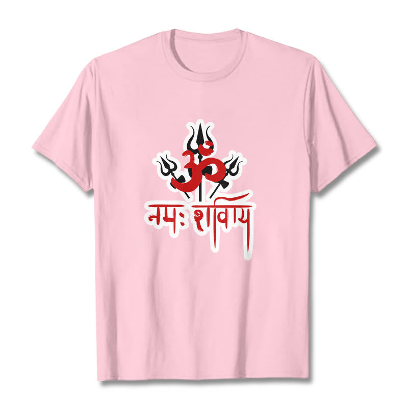 Buddha Stones OM NAMAH SHIVAYA Three Tridents Cotton Tee T-shirt - LightPink - 2XL - image 10