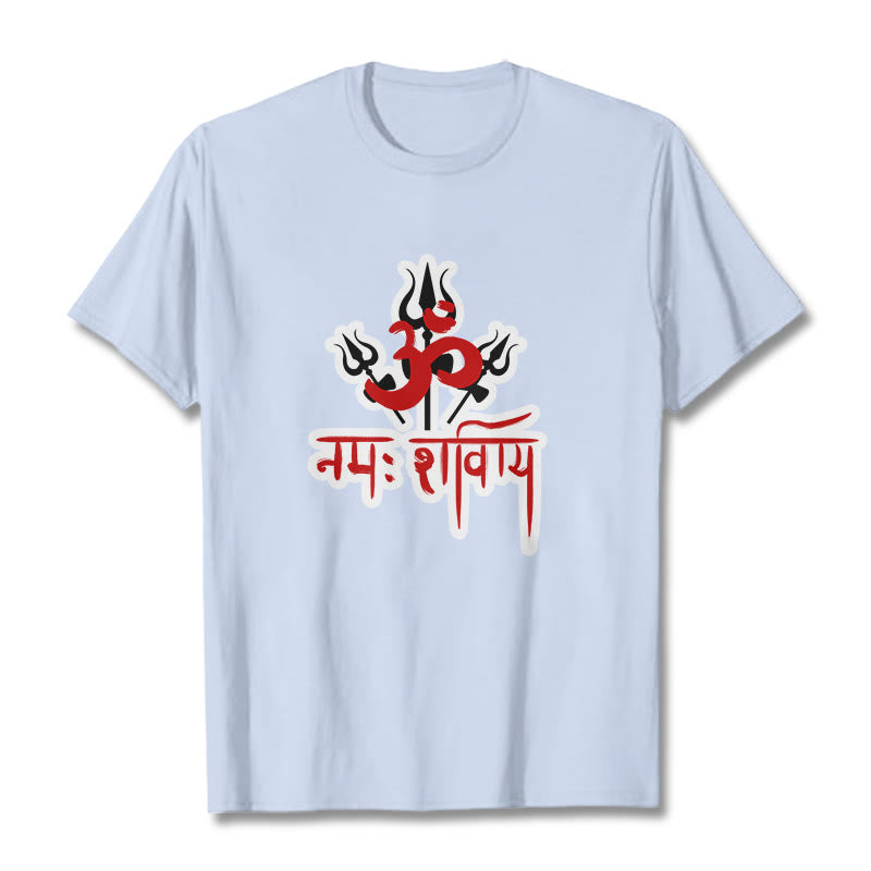 Buddha Stones OM NAMAH SHIVAYA Three Tridents Cotton Tee T-shirt - LightCyan - 2XL - image 9