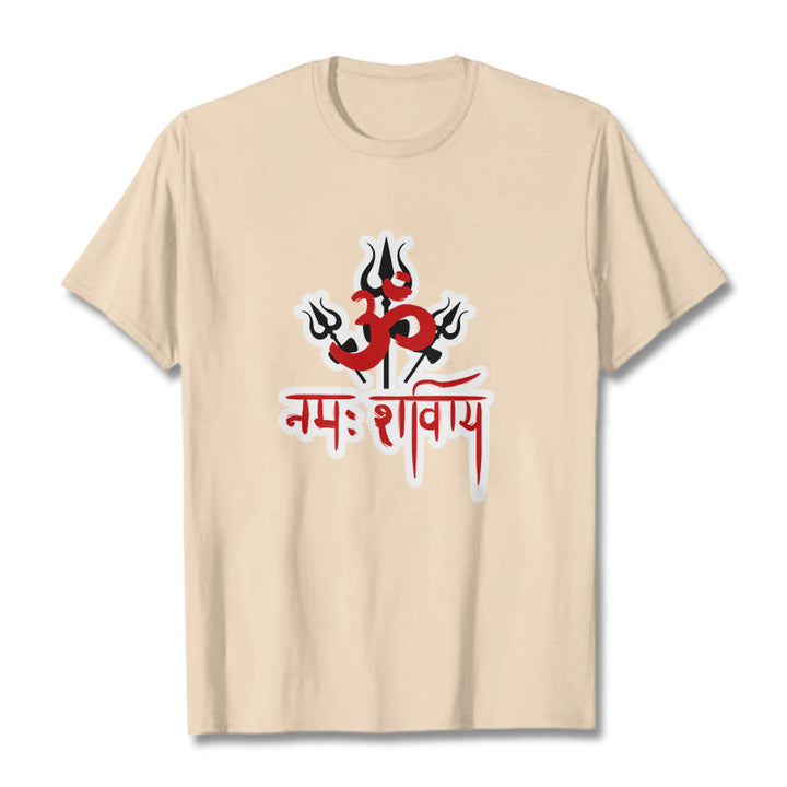 Buddha Stones OM NAMAH SHIVAYA Three Tridents Cotton Tee T-shirt - Bisque - 2XL - image 12