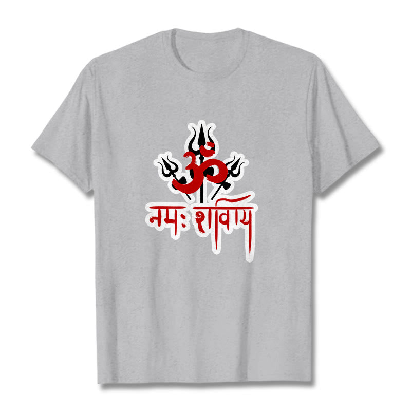 Buddha Stones OM NAMAH SHIVAYA Three Tridents Cotton Tee T-shirt