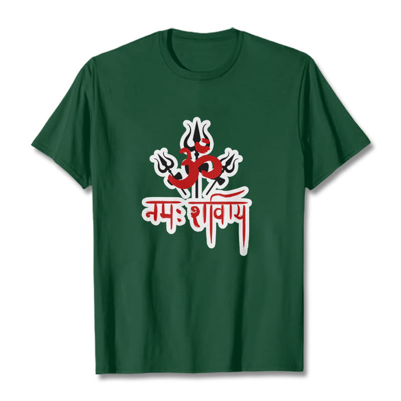 Buddha Stones OM NAMAH SHIVAYA Three Tridents Cotton Tee T-shirt - ForestGreen - 2XL - image 14