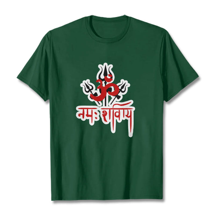 Buddha Stones OM NAMAH SHIVAYA Three Tridents Cotton Tee T-shirt - ForestGreen - 2XL - image 14