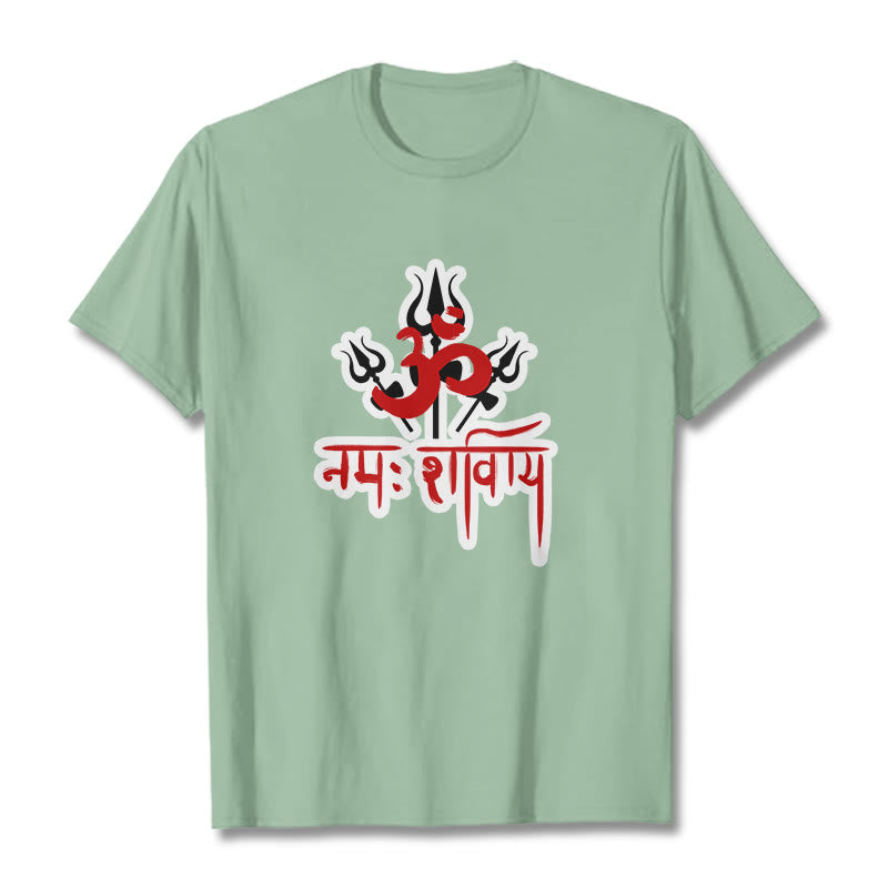 Buddha Stones OM NAMAH SHIVAYA Three Tridents Cotton Tee T-shirt - PaleGreen - 2XL - image 16