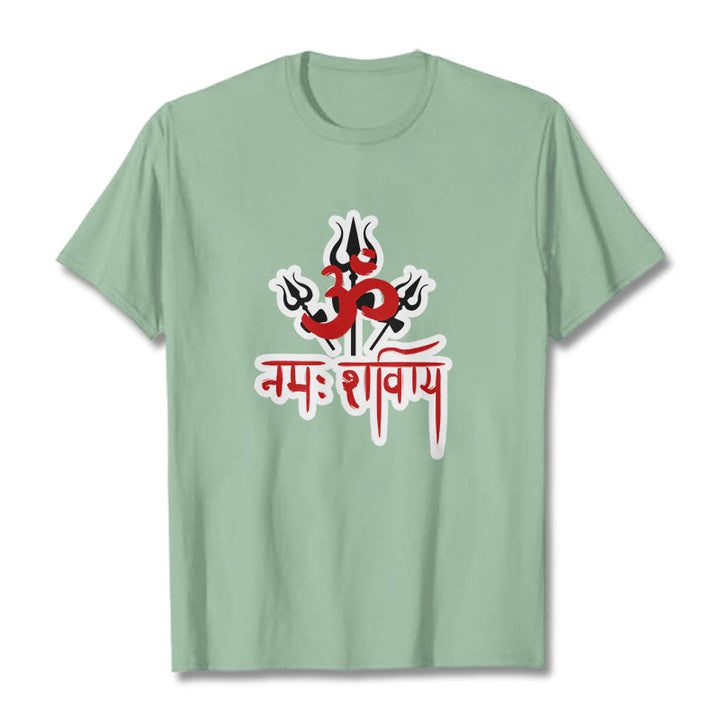 Buddha Stones OM NAMAH SHIVAYA Three Tridents Cotton Tee T-shirt - PaleGreen - 2XL - image 16